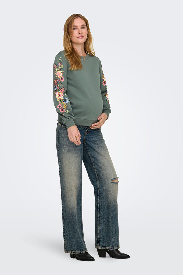 Only Maternity Sweatshirt maternity com detalhes florais verde