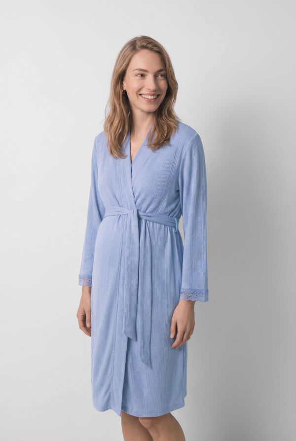 Women'secret Blue midi robe with belt blue