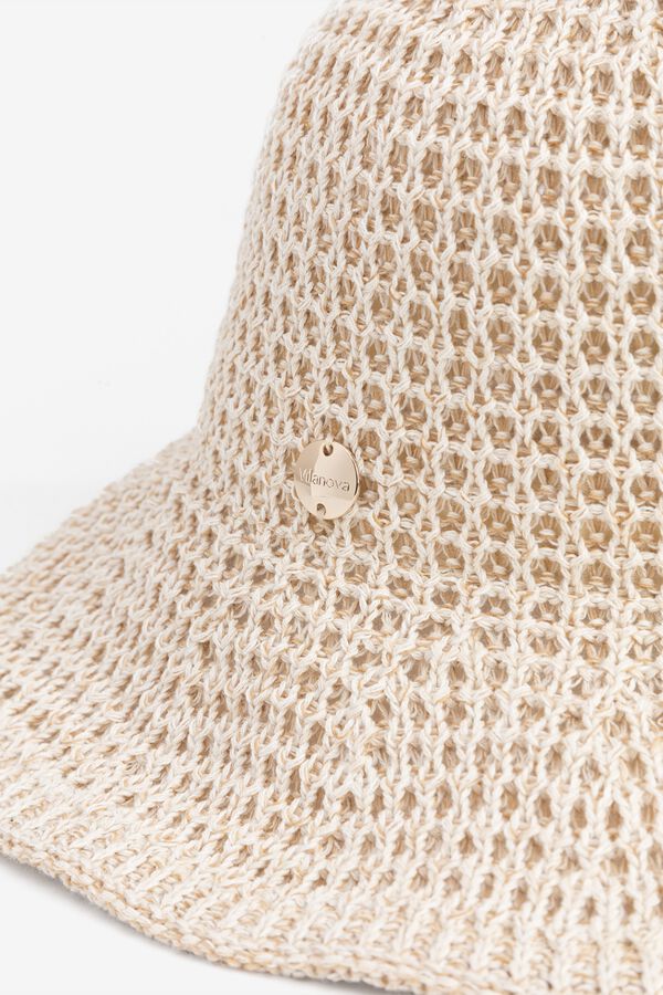 Vilanova Sombrero bucket efecto paja rayas beige