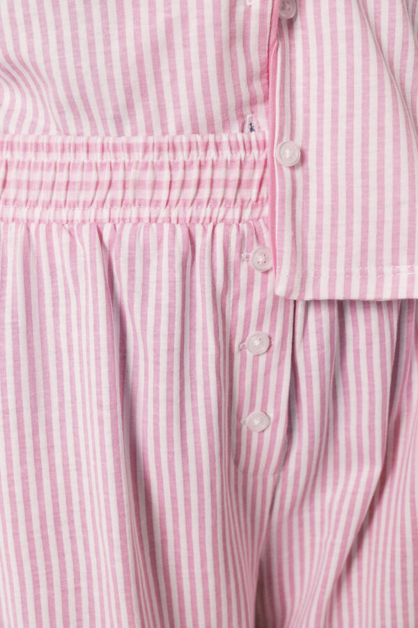 Women'secret Pink cotton striped long classic pyjamas pink