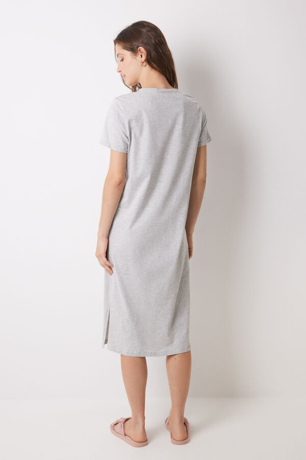 Womensecret Mafalda 100% cotton midi nightgown grey