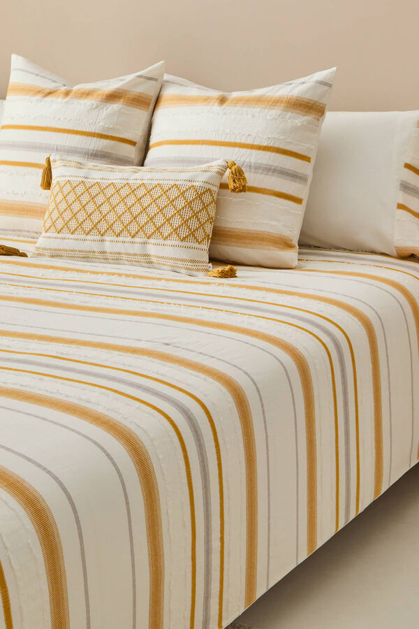 Textura Bettbezug Streifen Fransen mit Print