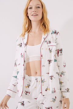 Womensecret Langer Pyjama Hemdlook 100 % Baumwolle Disney Weiß