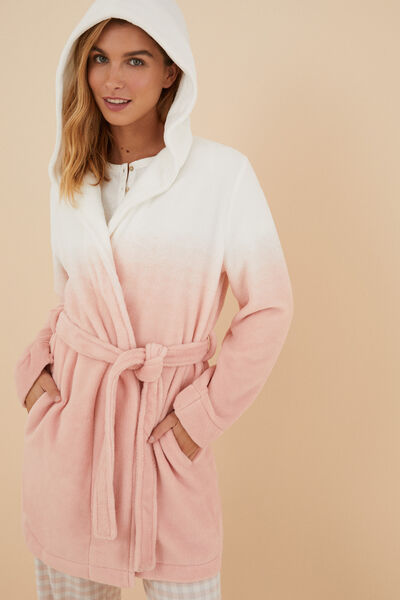 Womensecret Pink ombré hooded robe pink