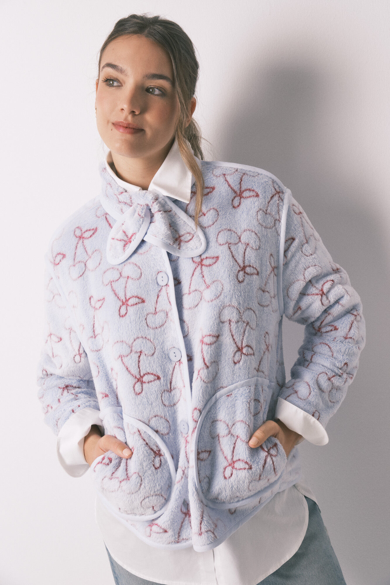 Women'secret Fluffy fleece Jacquard robe