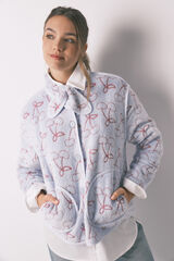 Women'secret Fluffy fleece Jacquard robe blue