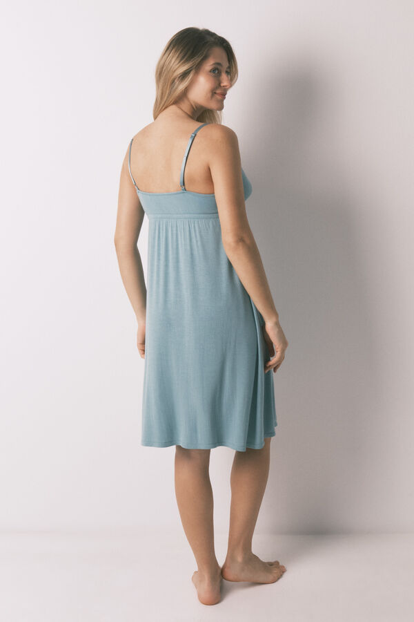 Women'secret Green ribbed maternity midi nightgown green