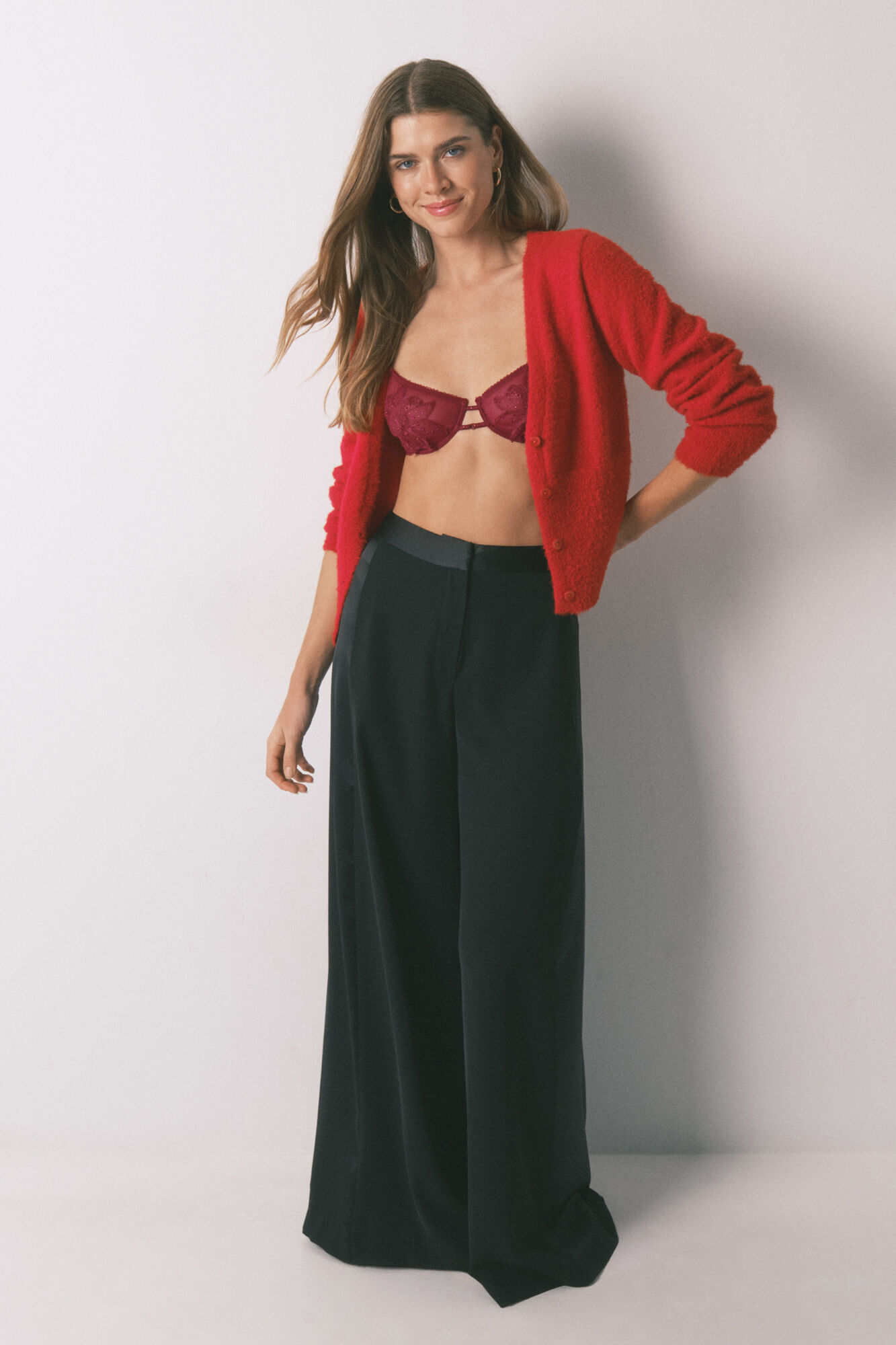 Women'secret Short soft red knit cardigan