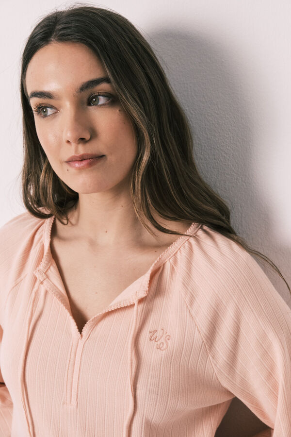 Women'secret Pink cotton ribbed midi nightgown red