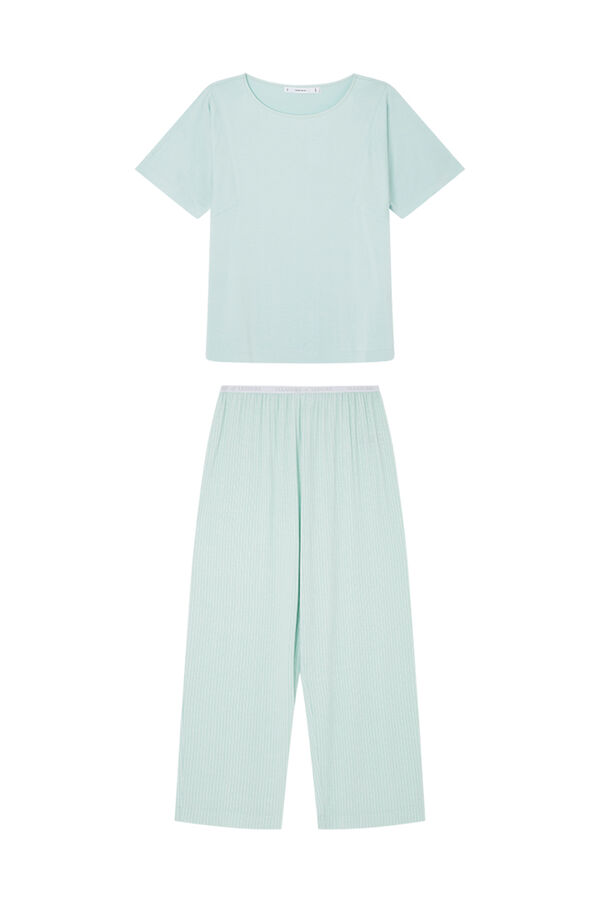 Womensecret Pyjama Capri Streifen Grün Ecovero™ Grün