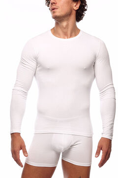 Womensecret T-shirt térmica de homem gola redonda manga comprida branco