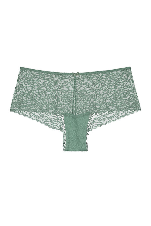 Green microfibre and lace Brazilian panty
