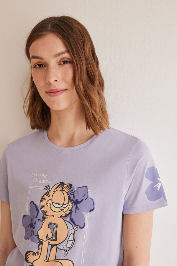 Womensecret Pidžama od 100 % pamuka lila boje Garfield Ljubičasta