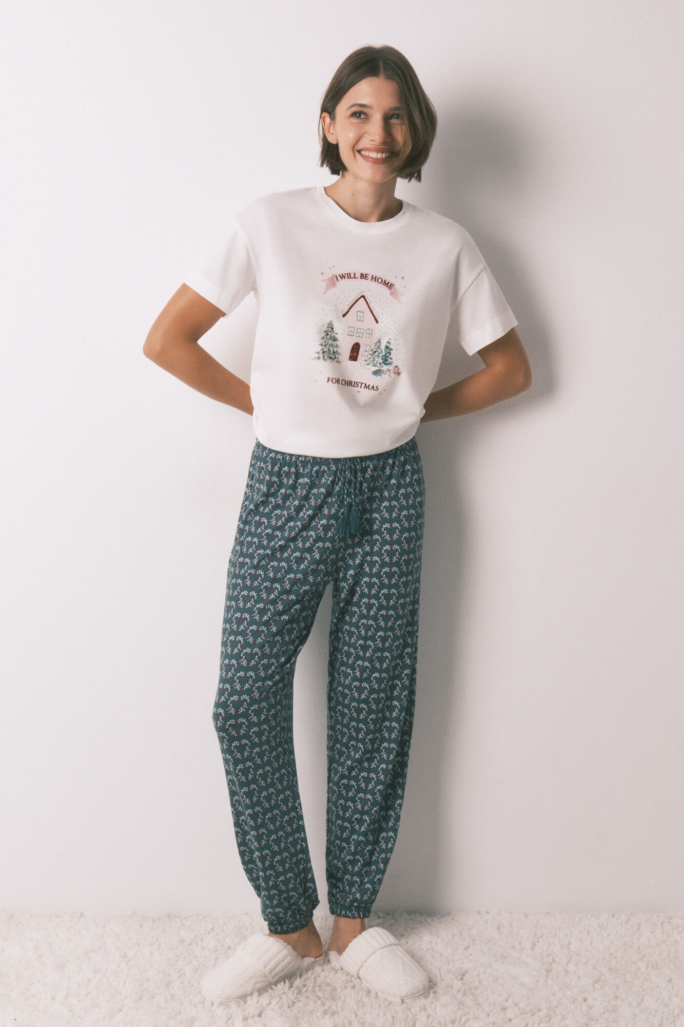 Women'secret Long jersey-knit trouser with heart print