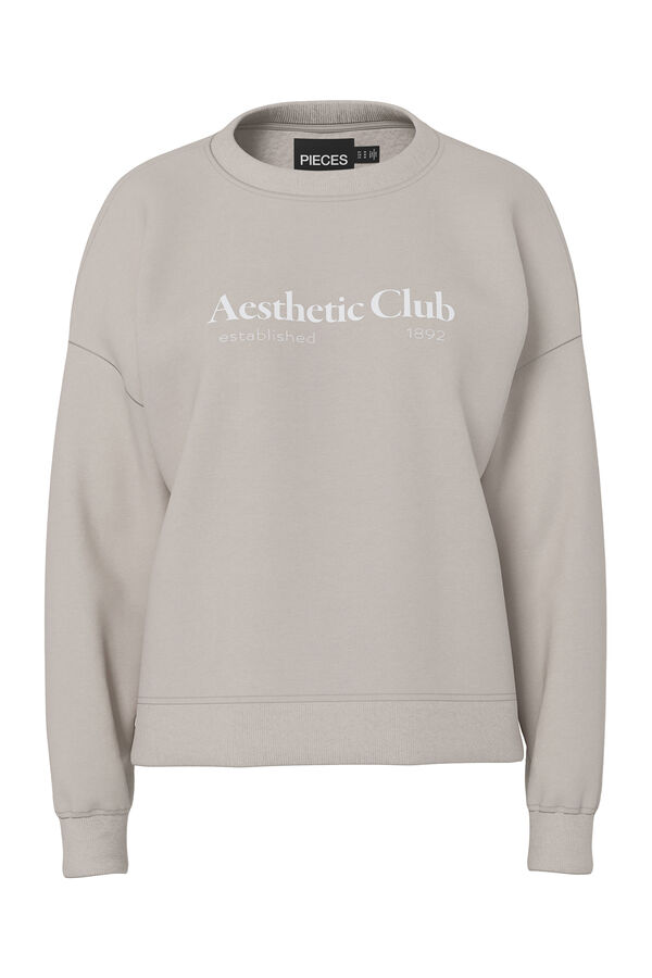 Pieces Sudadera casual beige Aesthetic club gris