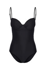 Womensecret One-piece swimsuit with plunging neckline. szürke