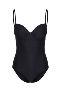 Womensecret One-piece swimsuit with plunging neckline. gris