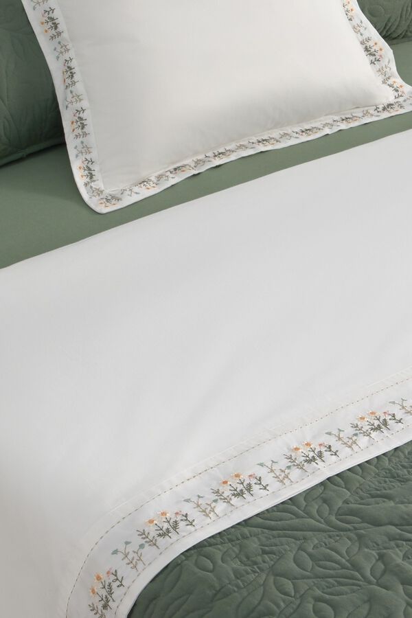 Textura Embroidered sheet white