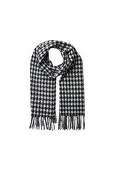 Pieces Bufanda suave con estampado a cuadros y acabado en fleco. black