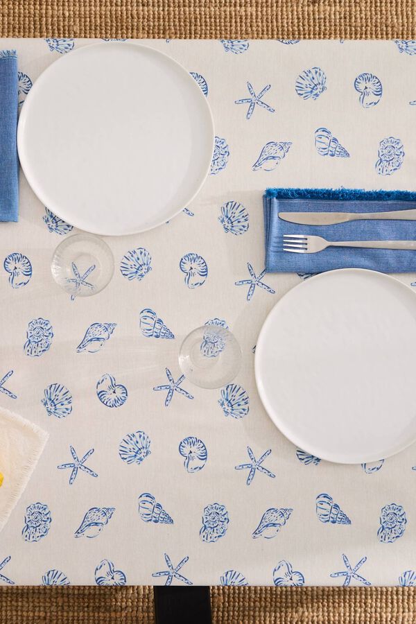 Textura Nappe r&eacute;sin&eacute;e anti-taches &agrave; motifs marins bleu