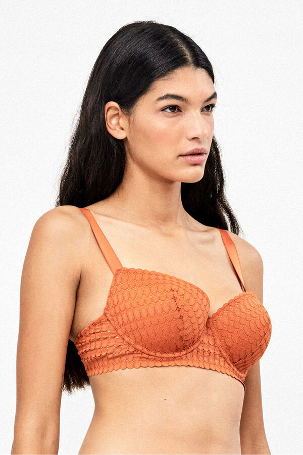 Gisela Full cup lace geometric bra red