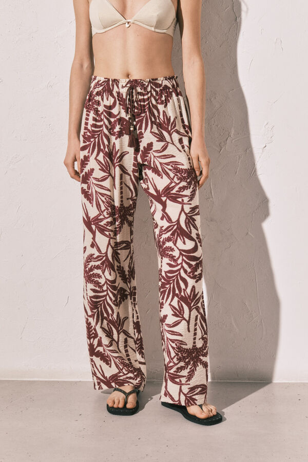 Women'secret Maroon print long trousers printed
