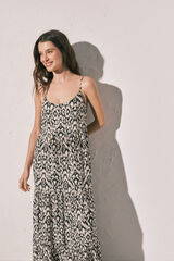 Women'secret Vestido comprido de al&ccedil;as estampado preto