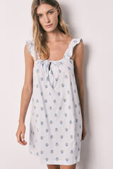 Women'secret Blue printed cotton short nightgown blue
