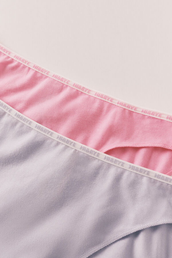 HI&BYE Pink, grey and blue cotton classic panties 3-pack white