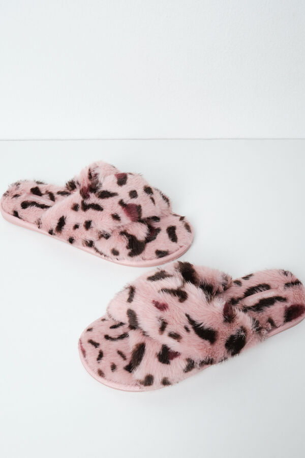 Women'secret Leopard plush slippers printed