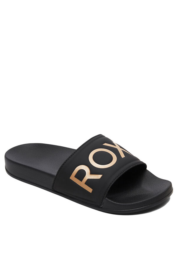 Roxy Rubber embossed logo sandal grey