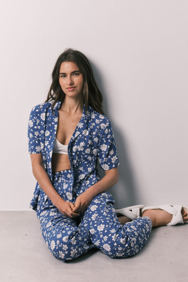 Women'secret Blue floral classic pyjamas blue