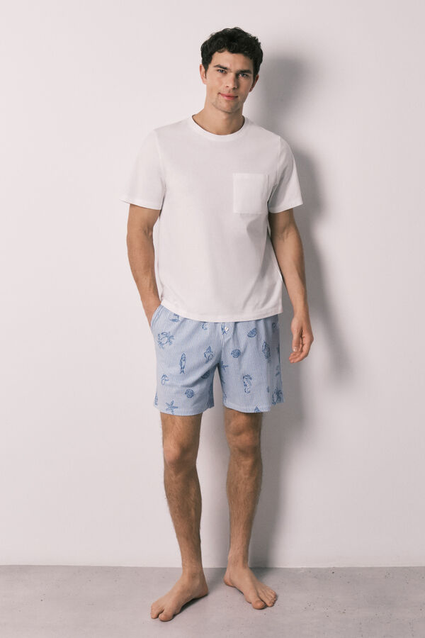 Women'secret Men's cotton short pyjamas Family Collection beige