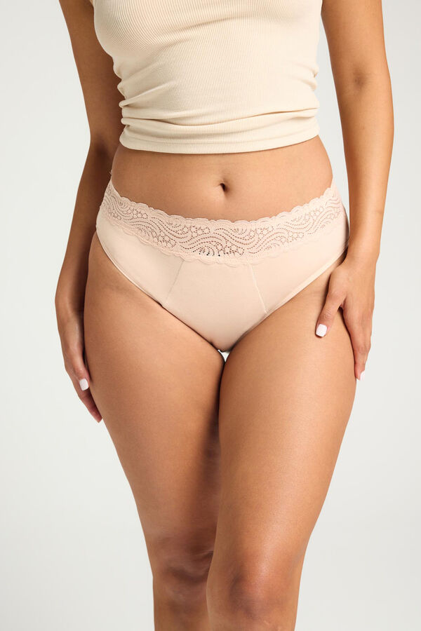 Modibodi Braga menstrual encaje alta bamb&uacute; negra absorci&oacute;n maxi brown