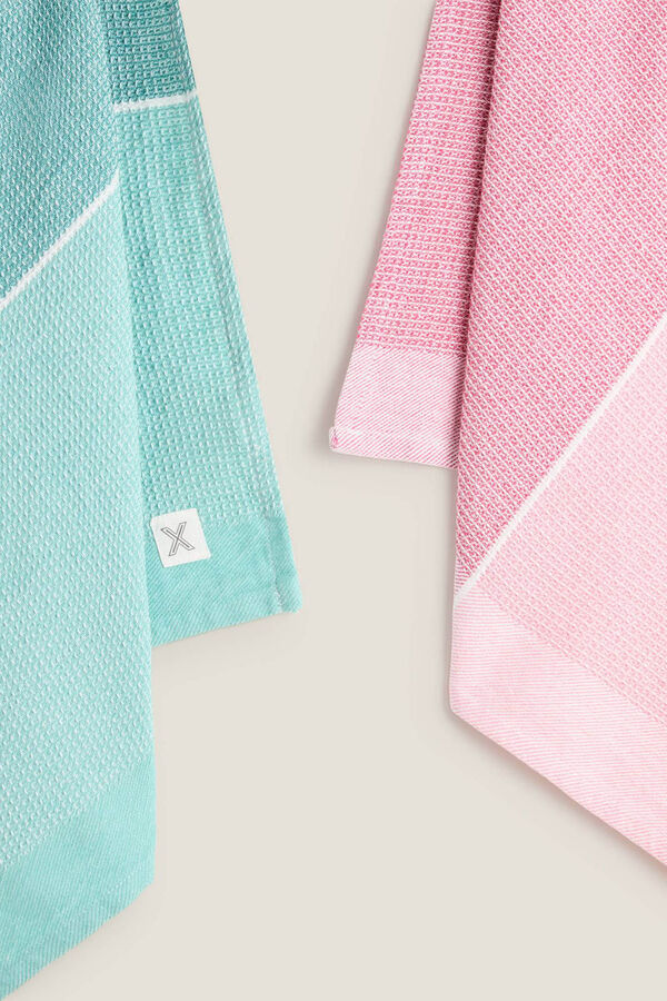 Womensecret Set 2 cotton colour block tea towels Tirkizna