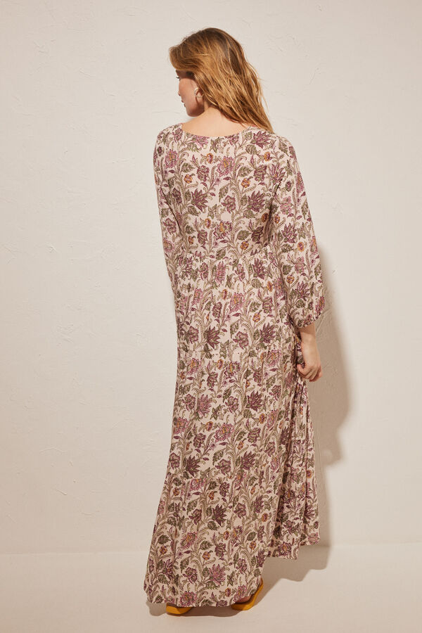 Womensecret Long dress with a multicoloured print on a white background white