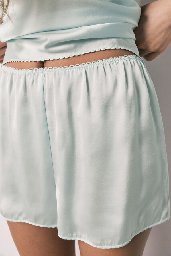 Women'secret Green satin short pyjamas green