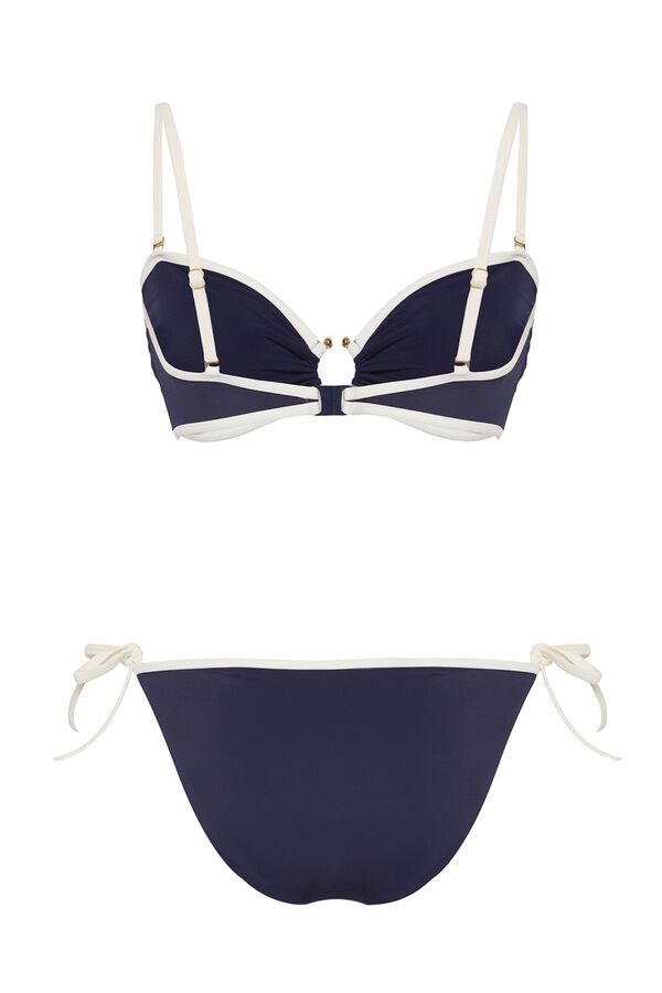 Trendyol Tie bandeau bikini set blue