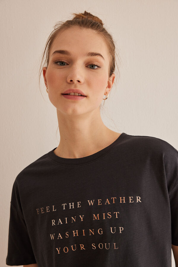 Womensecret T-Shirt 100 % Baumwolle Grau Grau