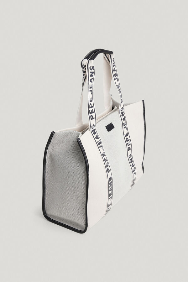 Pepe Jeans Bolsa tote com detalhes em efeito pele bege