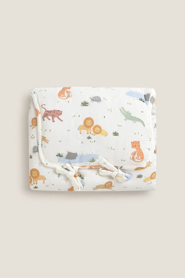 Textura Cambiador de algod&oacute;n jungla blanco