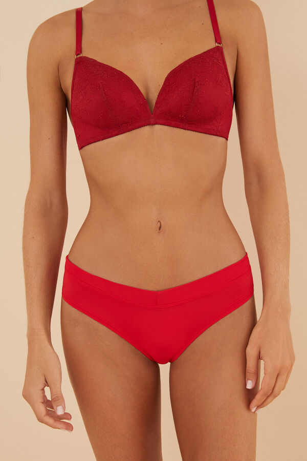 Womensecret Piros, széles, ráncolt, brazil fazonú női alsó piros
