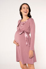 Womensecret Nursing nightgown with satin belt rózsaszín