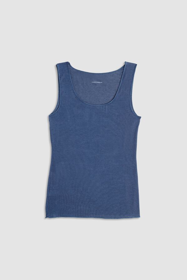 Cotonella Sleeveless cashmere T-shirt blue