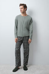 Women'secret Green cotton plaid men's pyjamas green