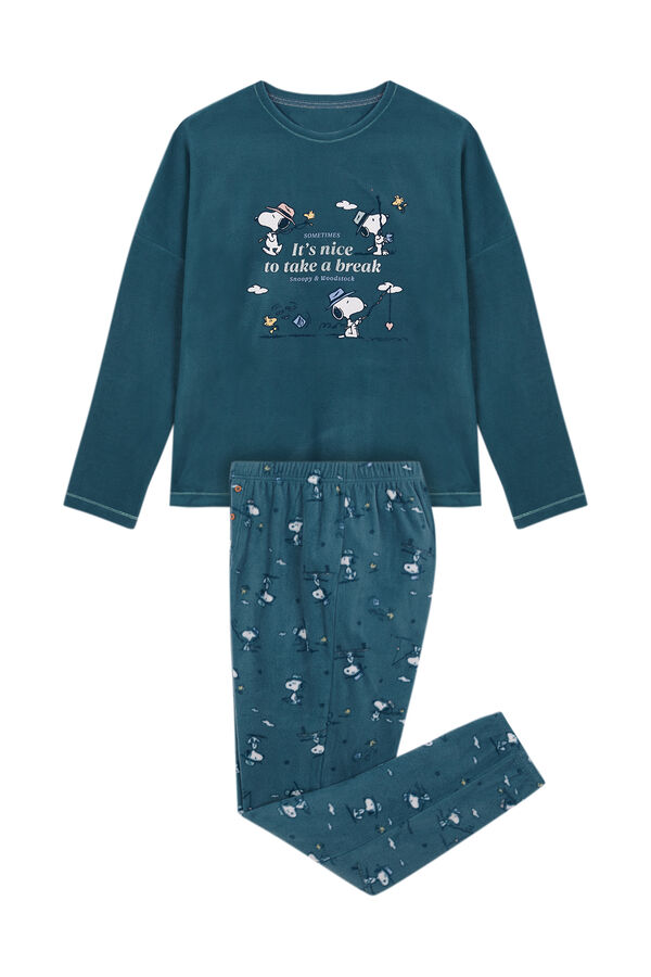 Womensecret Pyjama long en molleton polaire Snoopy vert