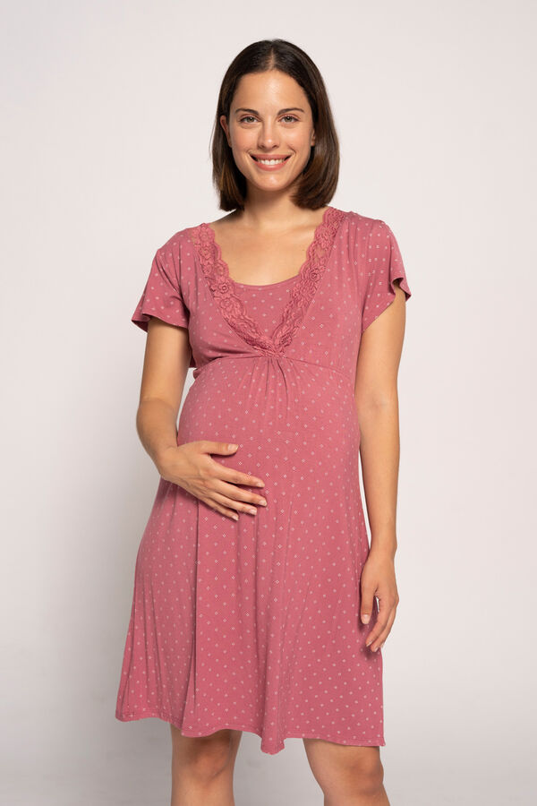 Ohma! Nursing nightgown with tie print Print