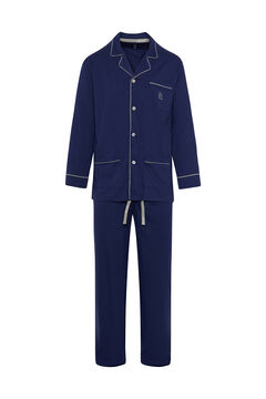 Womensecret Men's long blue jersey-knit pyjamas bleu