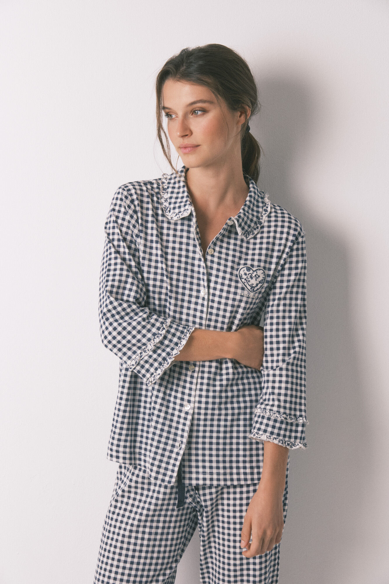 Women'secret Long 100% gingham classic pyjamas 