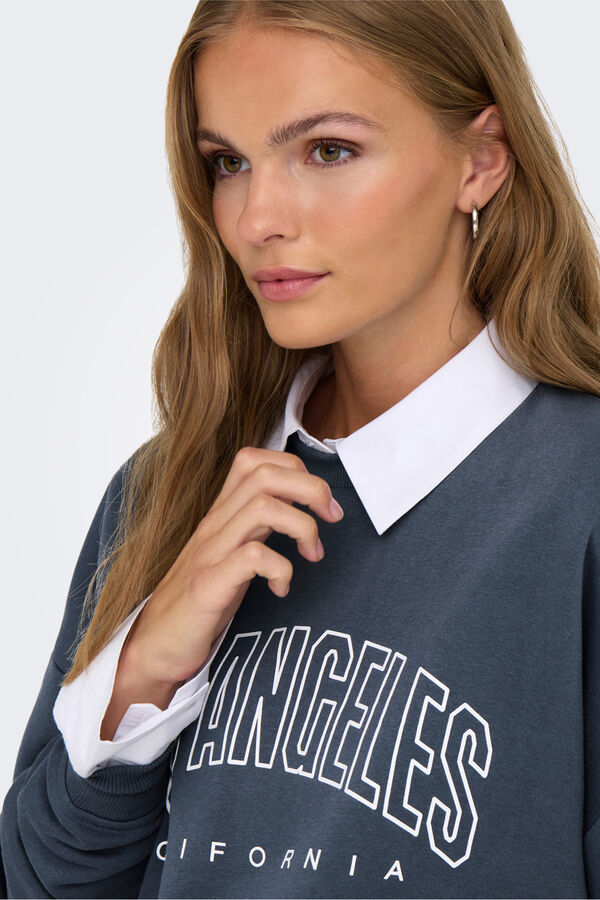 Only Maternity Sudadera maternity detalle texto frontal azul